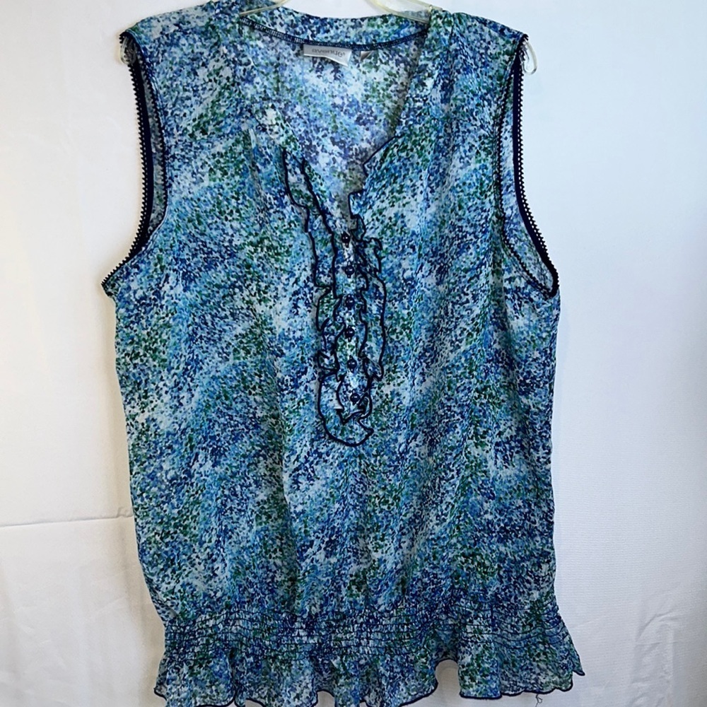 Avenue Blue & Green Size 22/24  Sleeveless Top Elastic Bottom Great Condition